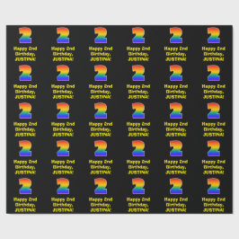 2回目の誕生日：おもしろい、カラフルレインボーインスパイア# 2 ラッピングペーパー