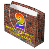 2回目の誕生日：おもしろい、グラフィティインスパイアレインボーー2#2 ラージペーパーバッグ (裏面アングル)