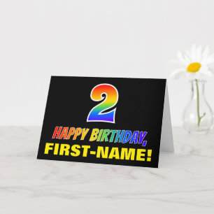 2回目の誕生日:はっきりした,おもしろい,シンプル虹, Rainbow 2 カード