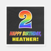 2回目の誕生日：はっきりした,おもしろい,シンプル虹， Rainbow 2 スタンダードランチョンナプキン (正面)