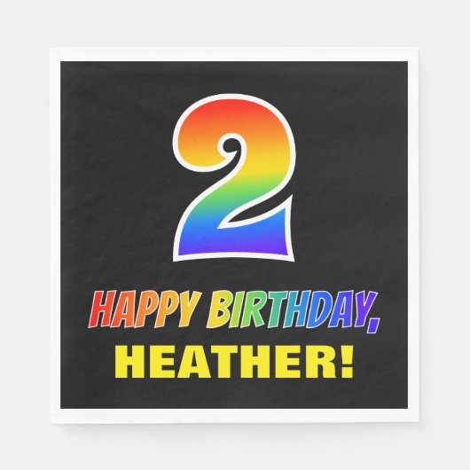 2回目の誕生日：はっきりした,おもしろい,シンプル虹， Rainbow 2 スタンダードランチョンナプキン (正面)