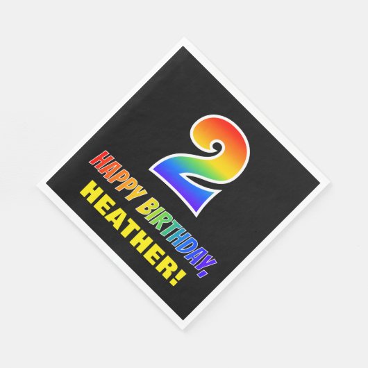2回目の誕生日：はっきりした,おもしろい,シンプル虹， Rainbow 2 スタンダードランチョンナプキン (角)