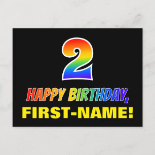 2回目の誕生日：はっきりした,おもしろい,シンプル虹， Rainbow 2 ポストカード