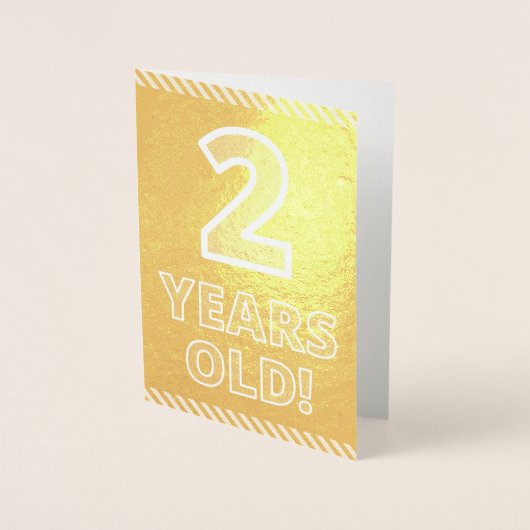 2回目の誕生日 – はっきりした "2歳!" ゴールドフォイルカード 箔カード (正面)