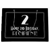 2回目の誕生日：インスパイアアールデコスタイル「2」、名前 ラージペーパーバッグ (正面)