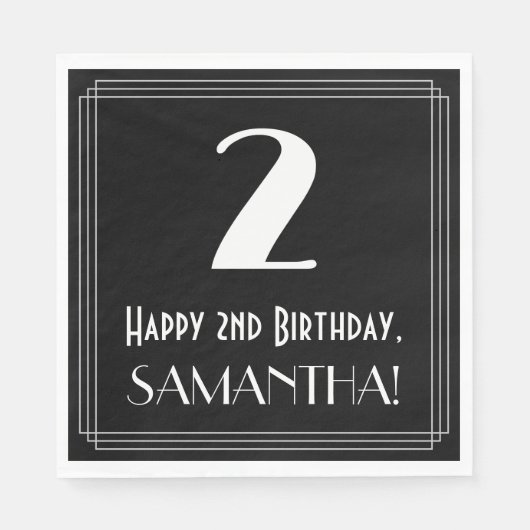 2回目の誕生日~インスパイアアールデコルック"2",名前 スタンダードランチョンナプキン (正面)