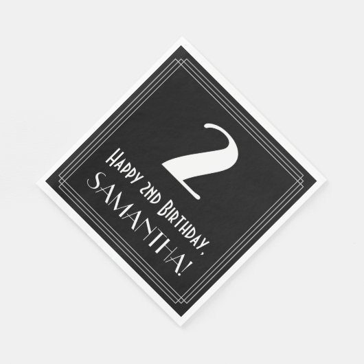 2回目の誕生日～インスパイアアールデコルック"2"，名前 スタンダードランチョンナプキン (角)