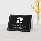 2回目の誕生日:インスパイアアールデコ「2」の外観と名前 カード (黄色い花)