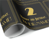2回目の誕生日 – インスパイアアールデコ「2」の外観と名前 ラッピングペーパー (ロールコーナー)