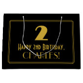 2回目の誕生日 – インスパイアアールデコ「2」の外観と名前 ラージペーパーバッグ (正面)