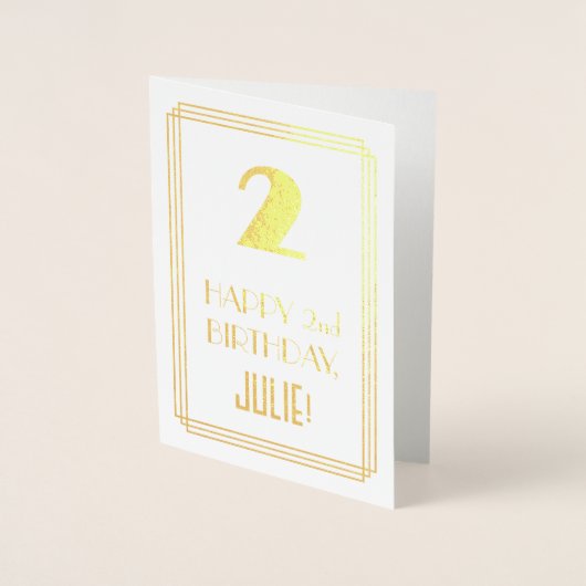 2回目の誕生日:インスパイアアールデコ「2」の外観と名前 箔カード (正面)