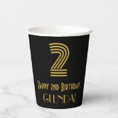 2回目の誕生日:インスパイアアールデコ「2」の外観と名前 紙コップ (裏面)