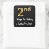 2回目の誕生日 – エレガント豪華なフェイク金ゴールドルック# スクエアシール (バッグ)