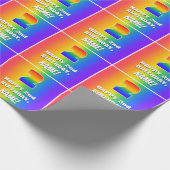 2回目の誕生日: カラフル、おもしろいレインボーパターン# 2 ラッピングペーパー (角)