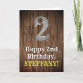 2回目の誕生日:カントリーインスパイアウエスタンルック、名前 カード (正面)