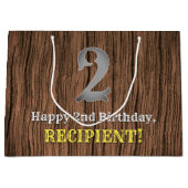 2回目の誕生日：カントリーインスパイアウエスタンルック、名前 ラージペーパーバッグ (正面)