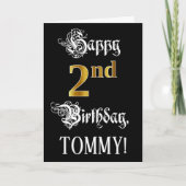2回目の誕生日 – スクリプファンシート;フェイク金ゴールド検索;名前 カード (正面)