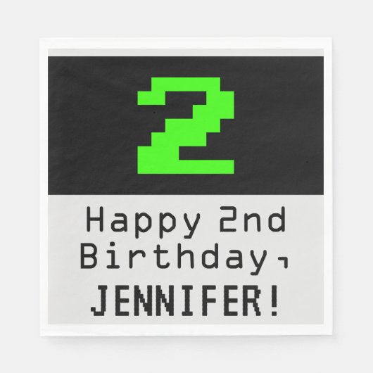 2回目の誕生日 – ネディ/オタク系のスタイル「2」と名前 スタンダードランチョンナプキン (正面)