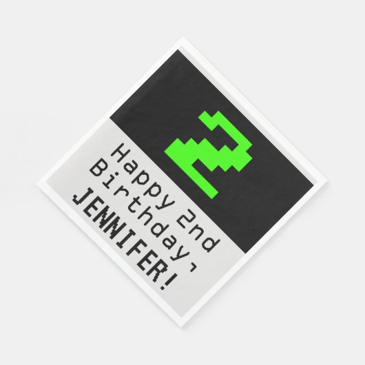2回目の誕生日 – ネディ/オタク系のスタイル「2」と名前 スタンダードランチョンナプキン (角)