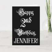 2回目の誕生日: ファンシー、スクリプエレガントト+名前をカスタムする カード (正面)