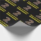 2回目の誕生日:名前とフェイク木目パターン「2」 ラッピングペーパー (角)