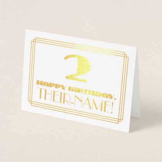 2回目の誕生日;名前+アールデコインスパイア見た目"2" 箔カード (正面)