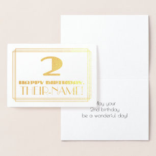 2回目の誕生日;名前+アールデコインスパイア見た目"2" 箔カード