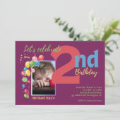 2回目カラフルの誕生日フォトパーティの招待状 招待状 (スタンド正面)