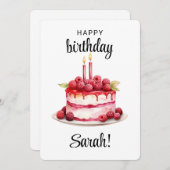 2回目パーソナライズされたのバースデーケーキカードベビーガール 招待状 (正面/裏面)