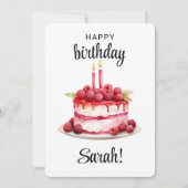 2回目パーソナライズされたのバースデーケーキカードベビーガール 招待状 (正面)