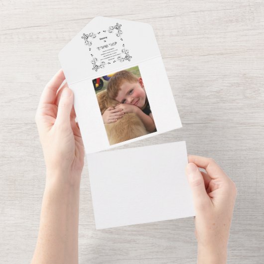 2回目モダンの誕生日の写真 オールインワン招待状 (貼ってはがせる)