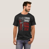 2回考え実に223 Ar15銃のジョークをバック Tシャツ (正面フル)