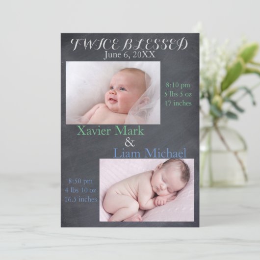 2回賛美の双子 – 出産発表 案内状 (スタンド正面)