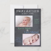 2回賛美の双子 – 3x5誕生のお知らせ 案内状 (正面)