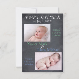 2回賛美の双子 – 3x5誕生のお知らせ 案内状
