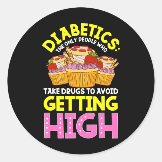 2型糖尿病認識度かわいい糖尿病菓子 ラウンドシール (正面)