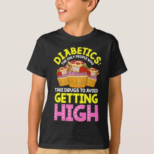 2型糖尿病認識度かわいい糖尿病菓子 Tシャツ (正面)