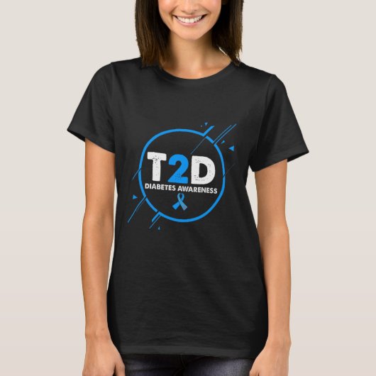 2型糖尿病認識度ヴィンテージ糖尿病T2dパパ Tシャツ (正面)