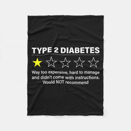 2型糖尿病 T2D 一つ星評価 T2D 糖尿病 フリースブランケット (正面)