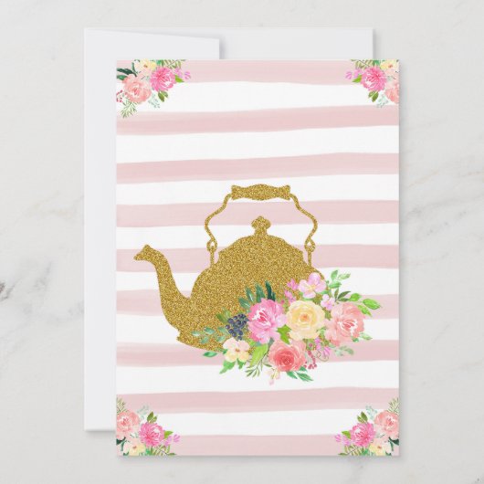 2女の子2番目の誕生日招待状のための紅茶。 招待状 (裏面)