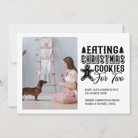 2妊娠のためのフォトクリスマスクッキー シーズンカード (正面)