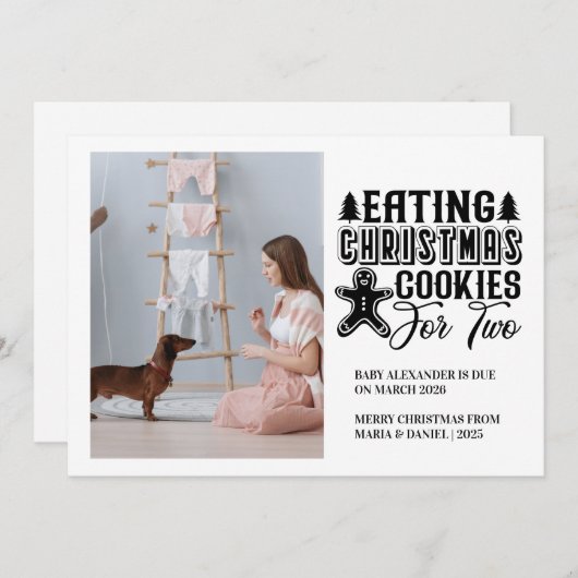 2妊娠のためのフォトクリスマスクッキー シーズンカード (正面/裏面)