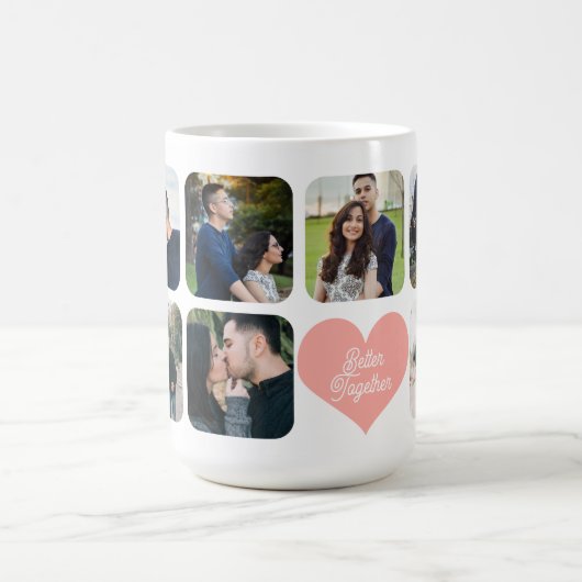 2婚約した組7枚の写真のコラージュ コーヒーマグカップ (中央)