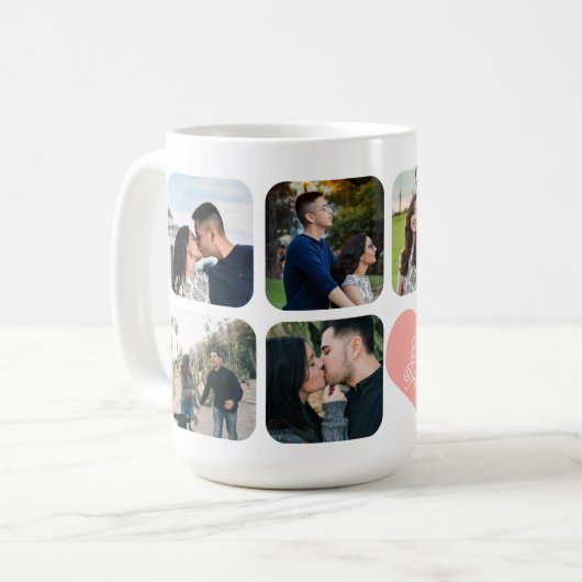 2婚約した組7枚の写真のコラージュ コーヒーマグカップ (正面左)
