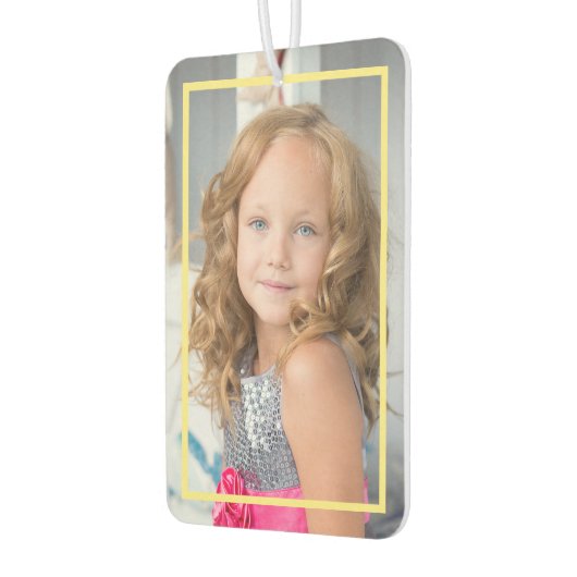 2子供の写真をアップロードするパーソナライズされたゴールデンフレームカー カーエアーフレッシュナー (左)