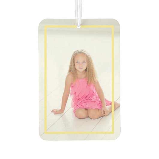 2子供の写真をアップロードするパーソナライズされたゴールデンフレームカー カーエアーフレッシュナー (裏面)