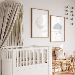 2子供部屋プリントの月と雲のボホーセット