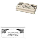 2孔雀の羽フレームアールヌーボー名住所 ラバースタンプ (押印)