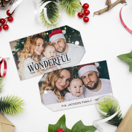 2家族の写真クリスマスの最も素晴らしい時間 ギフトタグ