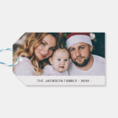 2家族の写真クリスマスの最も素晴らしい時間 ギフトタグ (裏面横)